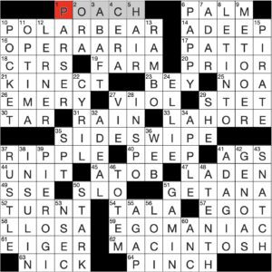 Filled in crossword grid for ClassiCanadian Crosswords 13 August 2025