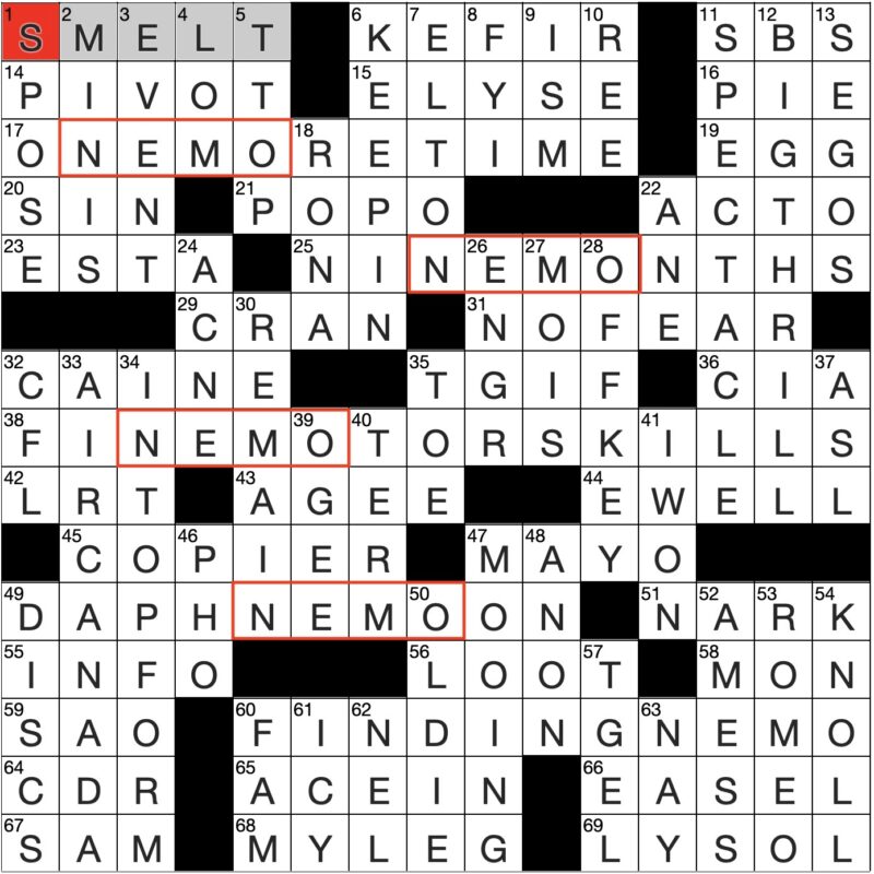 Filled in crossword grid for ClassiCanadian Crosswords 03 September 2025