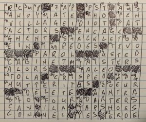 Hand drawn crossword grid