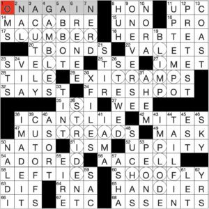 Filled in crossword grid for ClassiCanadian Crosswords 6 September 2023