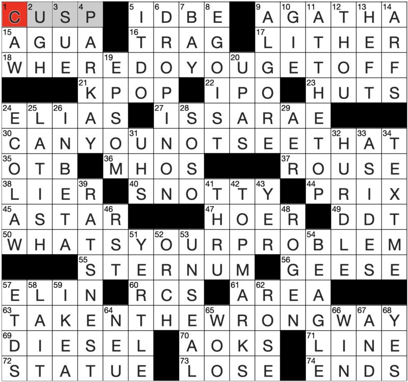 Filled in crossword grid for ClassiCanadian Crosswords 13 September 2023