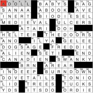 Filled in crossword grid for ClassiCanadian Crosswords 04 October 2023