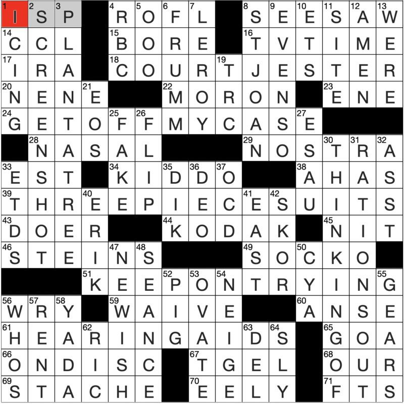 Filled in crossword grid for ClassiCanadian Crosswords 18 October 2023