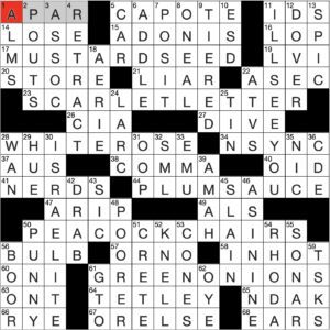 Filled in crossword grid for ClassiCanadian Crosswords 25 October 2023