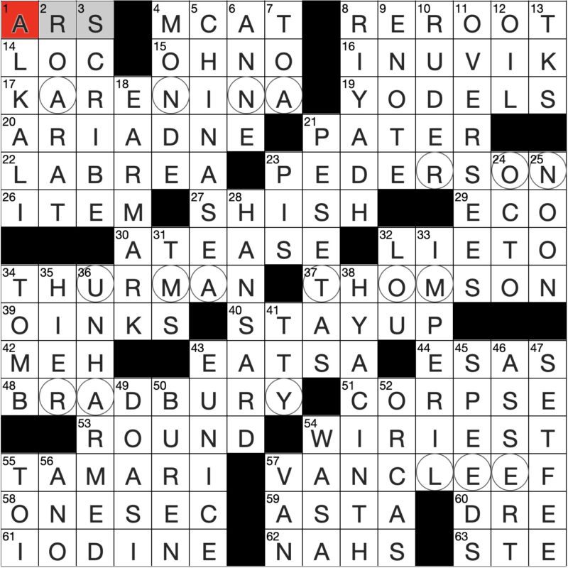Filled in crossword grid for ClassiCanadian Crosswords 08 November 2023