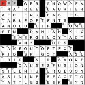 Filled in crossword grid for ClassiCanadian Crosswords 29 November 2023