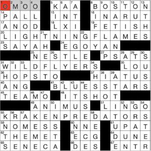 Filled in crossword grid for ClassiCanadian Crosswords 03 January 2024
