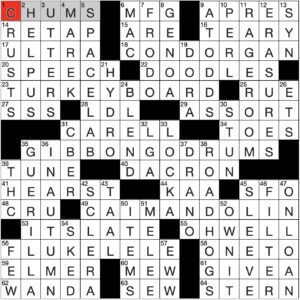 Filled in crossword grid for ClassiCanadian Crosswords 03 April 2024