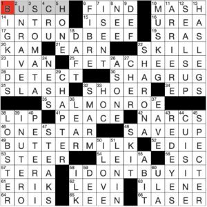 Filled in crossword grid for ClassiCanadian Crosswords 10 April 2024