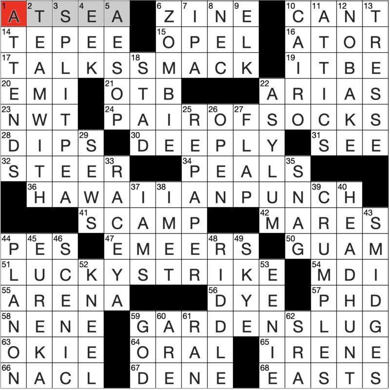Filled in crossword grid for ClassiCanadian Crosswords 29 May 2024