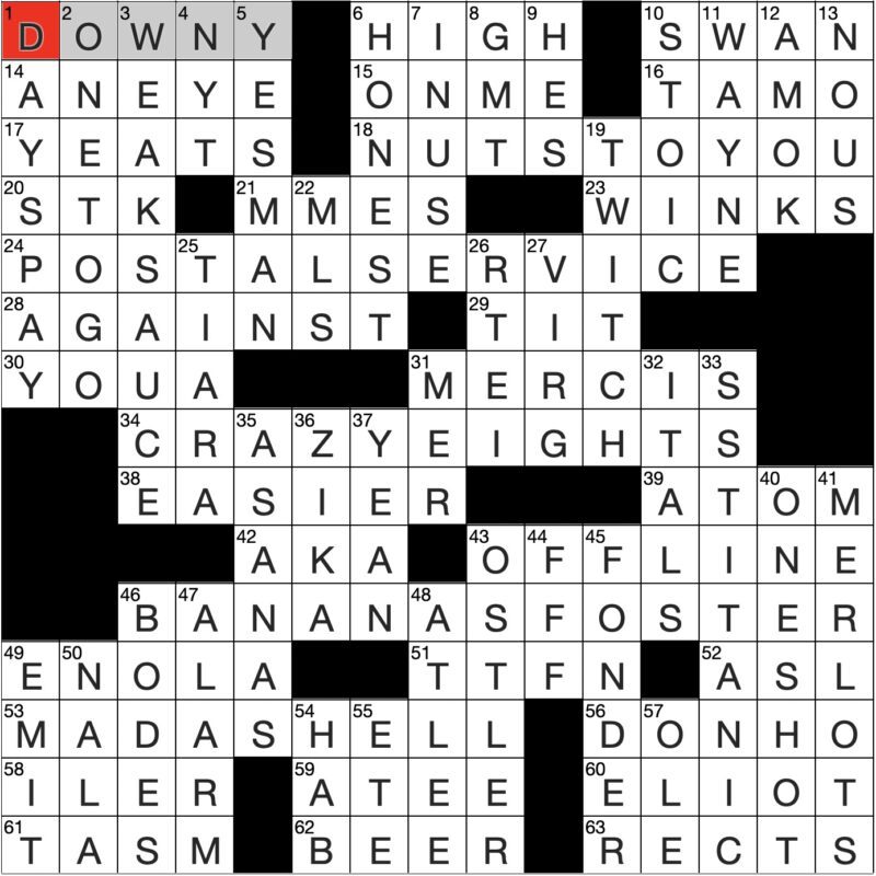 Filled in crossword grid for ClassiCanadian Crosswords 26 June 2024