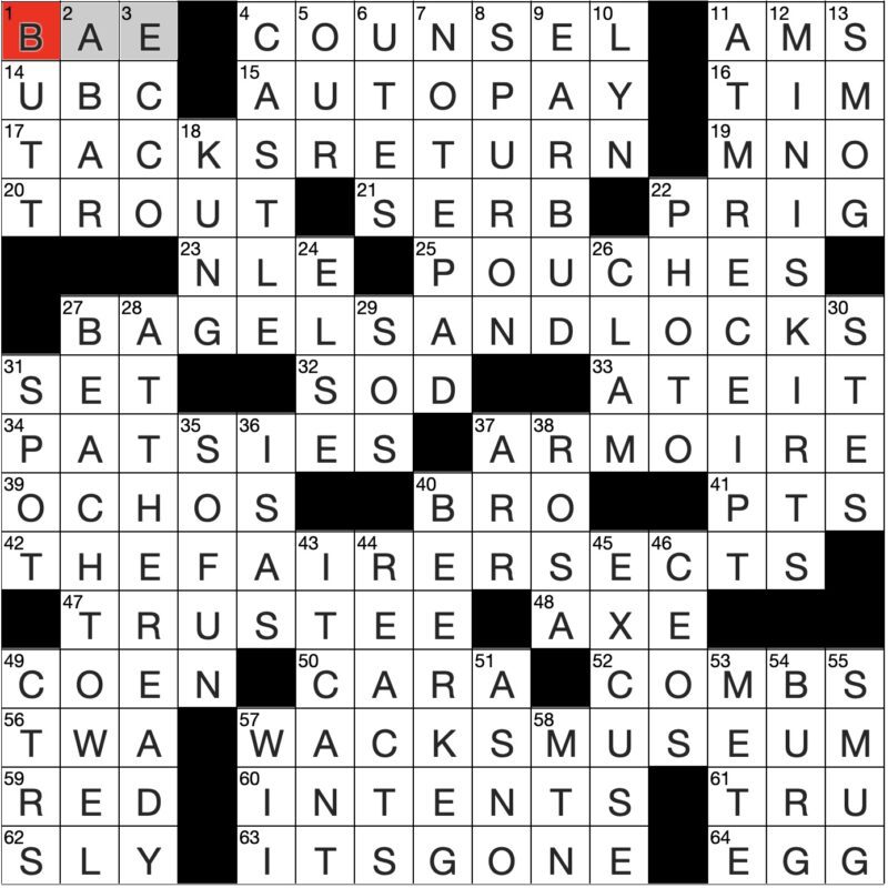Filled in crossword grid for ClassiCanadian Crosswords 17 July 2024