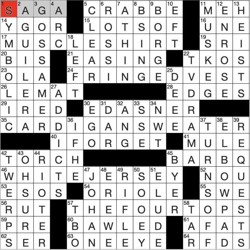 Filled in crossword grid for ClassiCanadian Crosswords 24 July 2024
