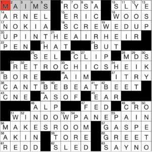 Filled in crossword grid for ClassiCanadian Crosswords 31 July 2024