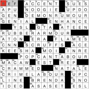 Filled in crossword grid for ClassiCanadian Crosswords 11 September 2024