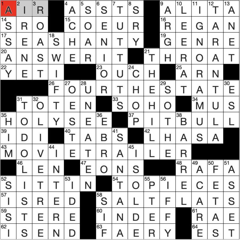 Filled in crossword grid for ClassiCanadian Crosswords 02 October 2024