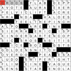 Filled in crossword grid for ClassiCanadian Crosswords 23 October 2024