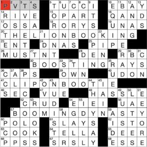 Filled in crossword grid for ClassiCanadian Crosswords 30 October 2024