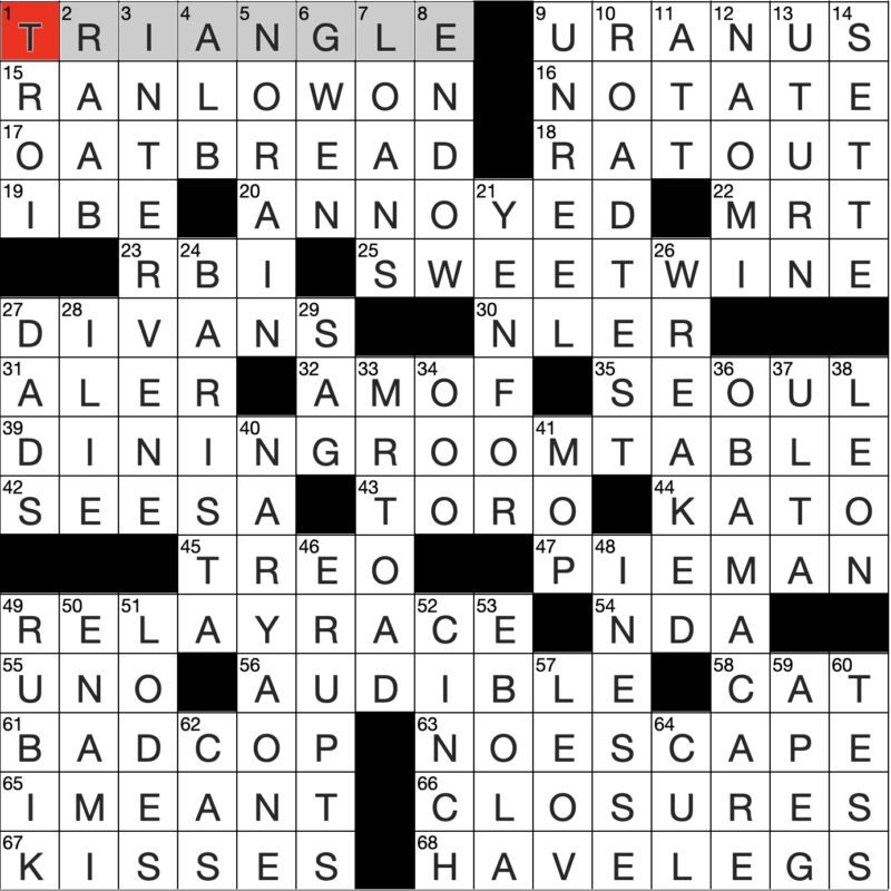 Filled in crossword grid for ClassiCanadian Crosswords 06 November 2024