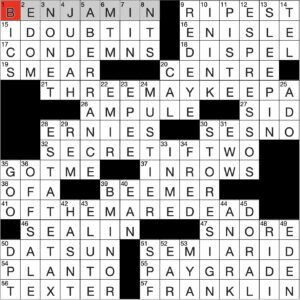 Filled in crossword grid for ClassiCanadian Crosswords 20 November 2024
