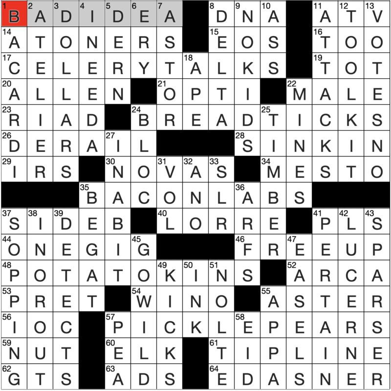 Filled in crossword grid for ClassiCanadian Crosswords 27 November 2024