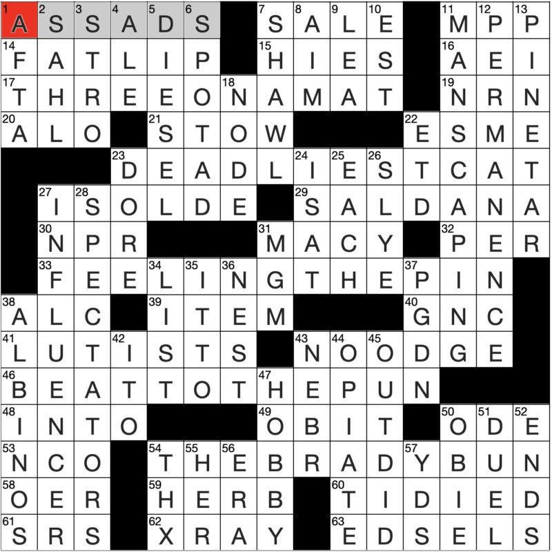 Filled in crossword grid for ClassiCanadian Crosswords 11 December 2024