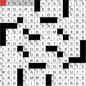 Filled in crossword grid for ClassiCanadian Crosswords 05 February 2025