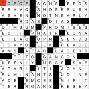 Filled in crossword grid for ClassiCanadian Crosswords 19 February 2025
