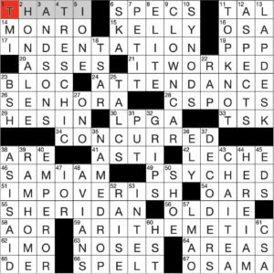 Filled in crossword grid for ClassiCanadian Crosswords 5 March 2025