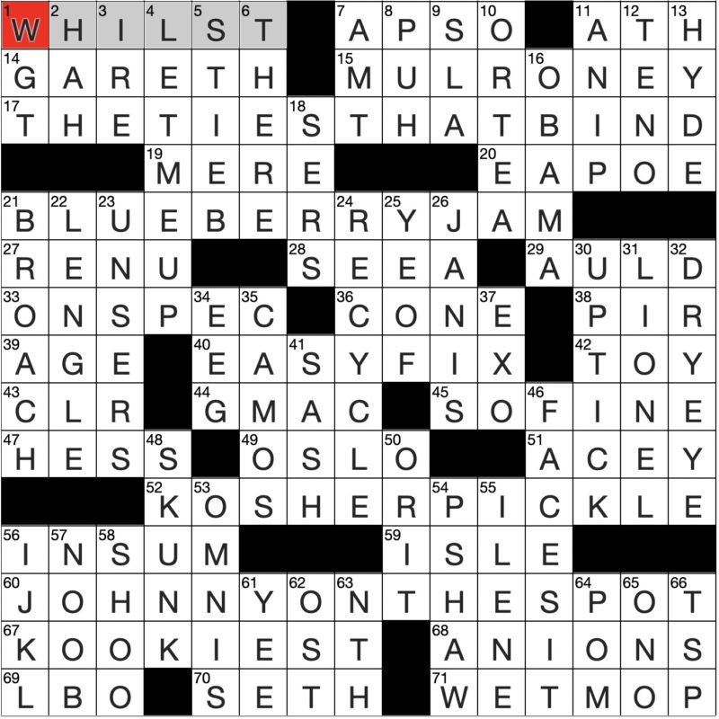 Filled in crossword grid for ClassiCanadian Crosswords 07 May 2025