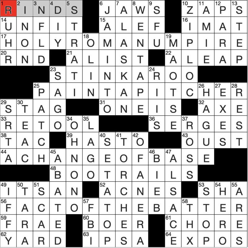 Filled in crossword grid for ClassiCanadian Crosswords 14 May 2025