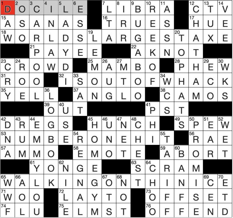 Filled in crossword grid for ClassiCanadian Crosswords 28 May 2025