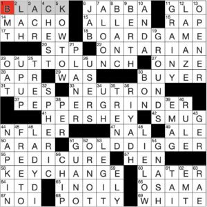 Filled in crossword grid for ClassiCanadian Crosswords 09 July 2025