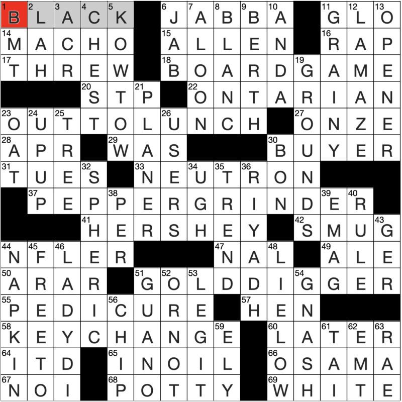 Filled in crossword grid for ClassiCanadian Crosswords 09 July 2025