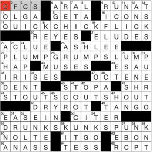 Filled in crossword grid for ClassiCanadian Crosswords 5 November 2025