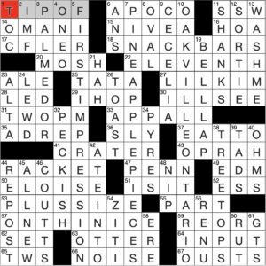 Filled in crossword grid for ClassiCanadian Crosswords 12 November 2025